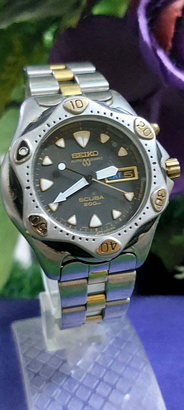 SEIKO 5M23-7A00 Seiko AGS SCUBA 200m Men's Watch Auto-Quartz Starfish Black Dial Collector Enthusiast Present Work