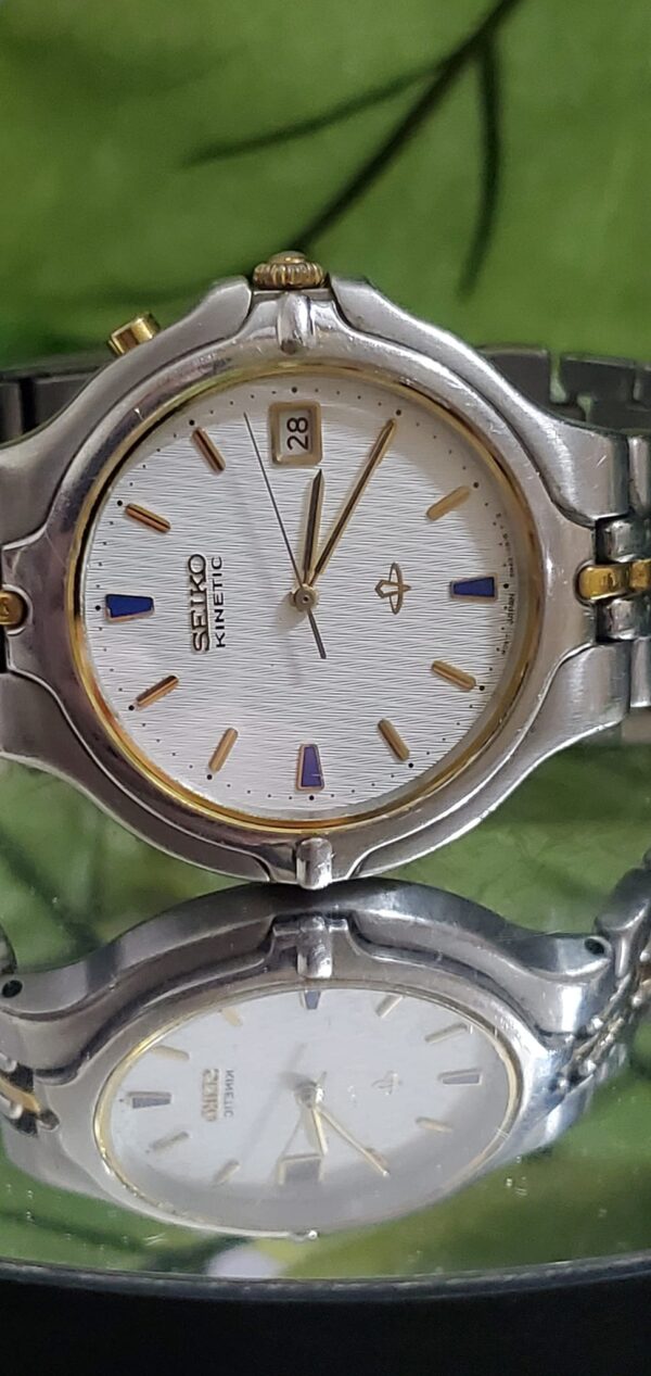 Seiko Two-Tone White Textured Dial Men's Watch #SKH196 Sapphire Crystal